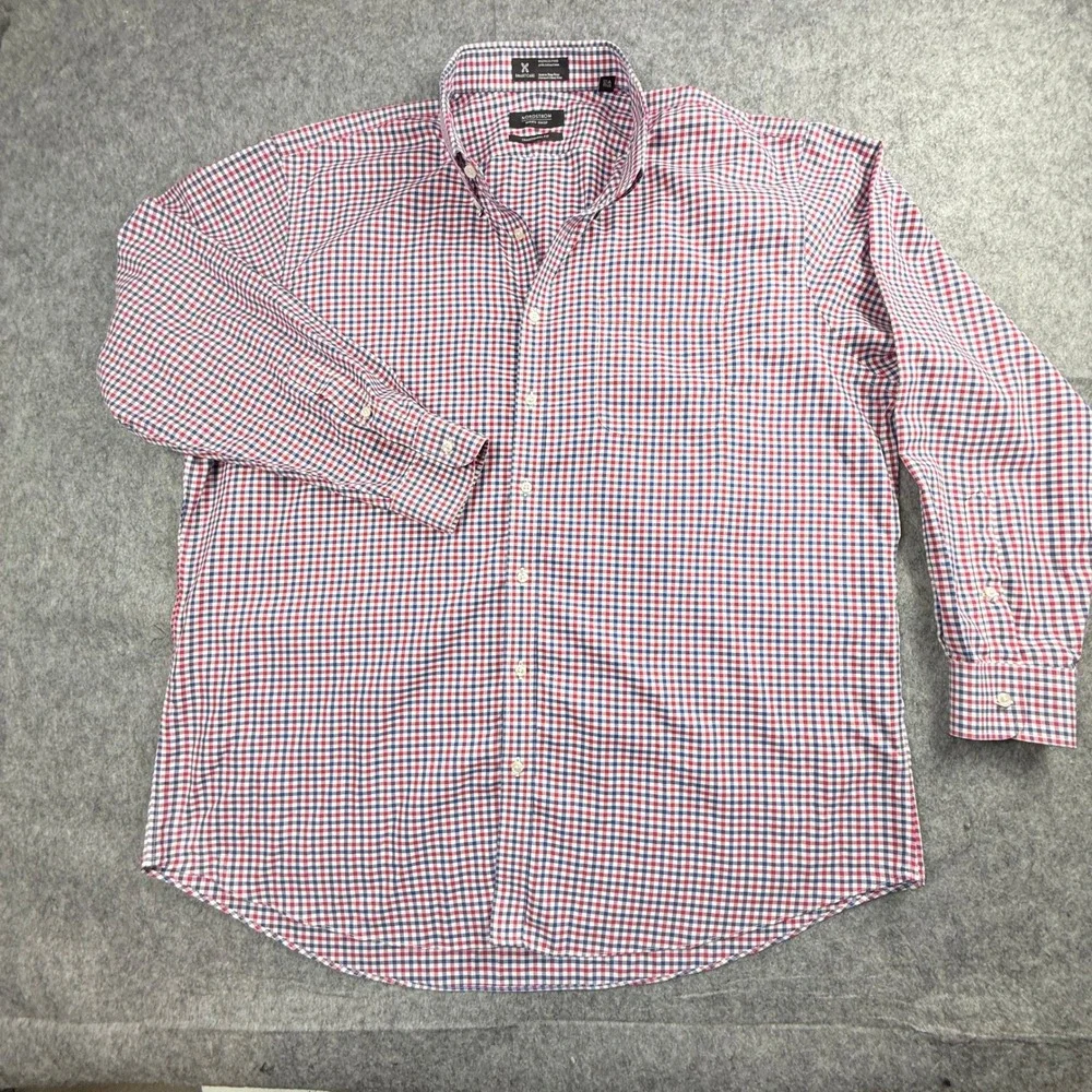 Nordstrom Mens Shop Smartcare Gingham Shirt Red White Blue 18 35 Traditional Fit